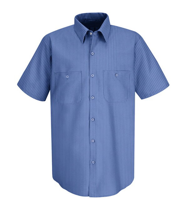 Red Kap Short Sleeve Stripe Poplin Work Shirt - Click Image to Close