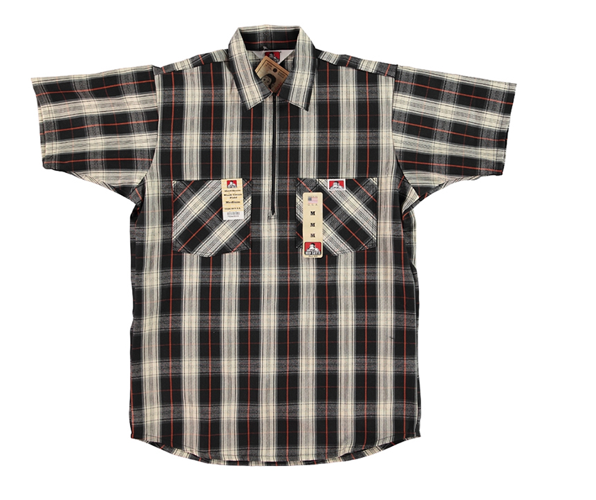 Ben Davis® Short Sleeve Plaid ½ Zip Shirt - Click Image to Close