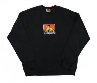 A black sweatshirt with an image of a person on it.