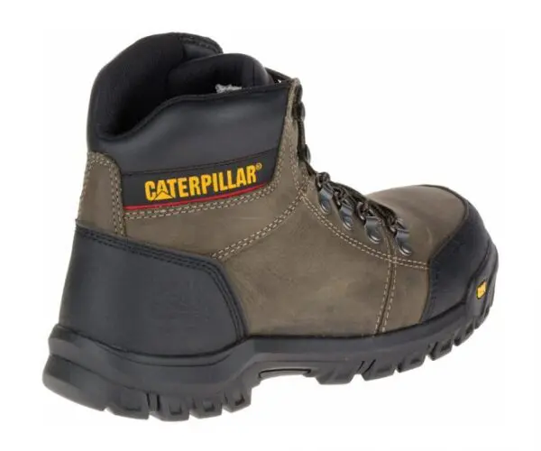 A pair of caterpillar boots that are brown and black.