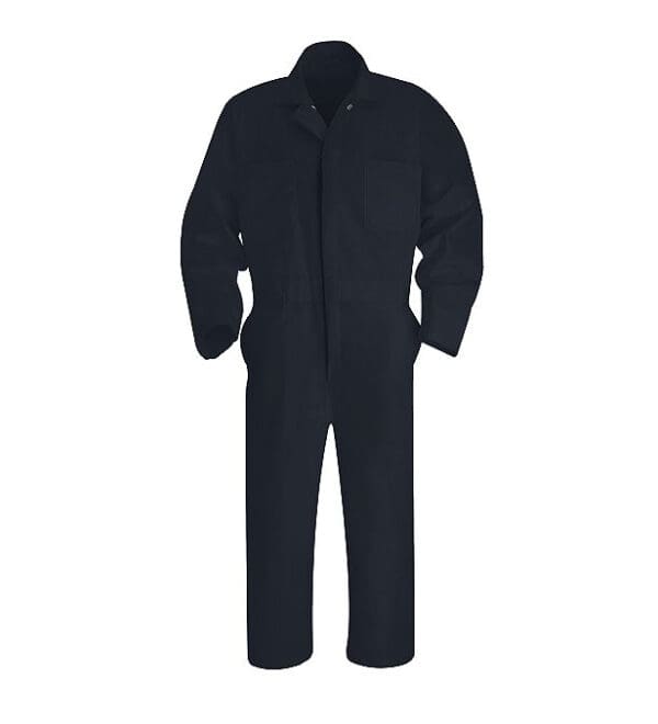 A black coverall is shown with no background.