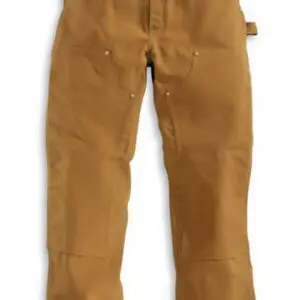 A pair of brown pants with a side pocket.