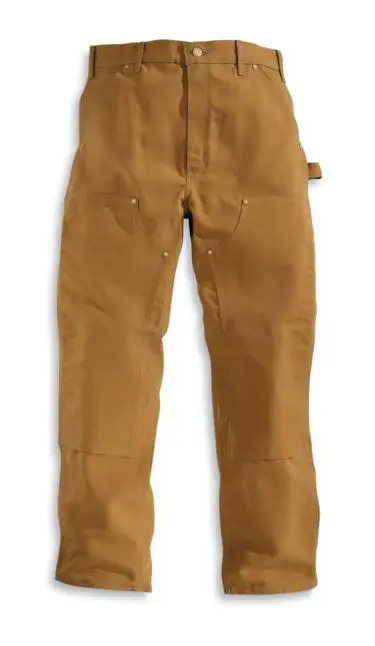 A pair of brown pants with a side pocket.